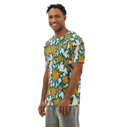 Gold Rush Geometry on a Men's Cotton Crew Neck T-Shirt