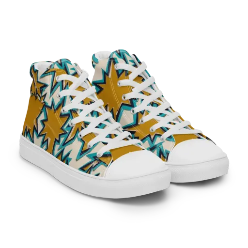 Gold Rush Geometry on a Men's High Top Canvas Shoes