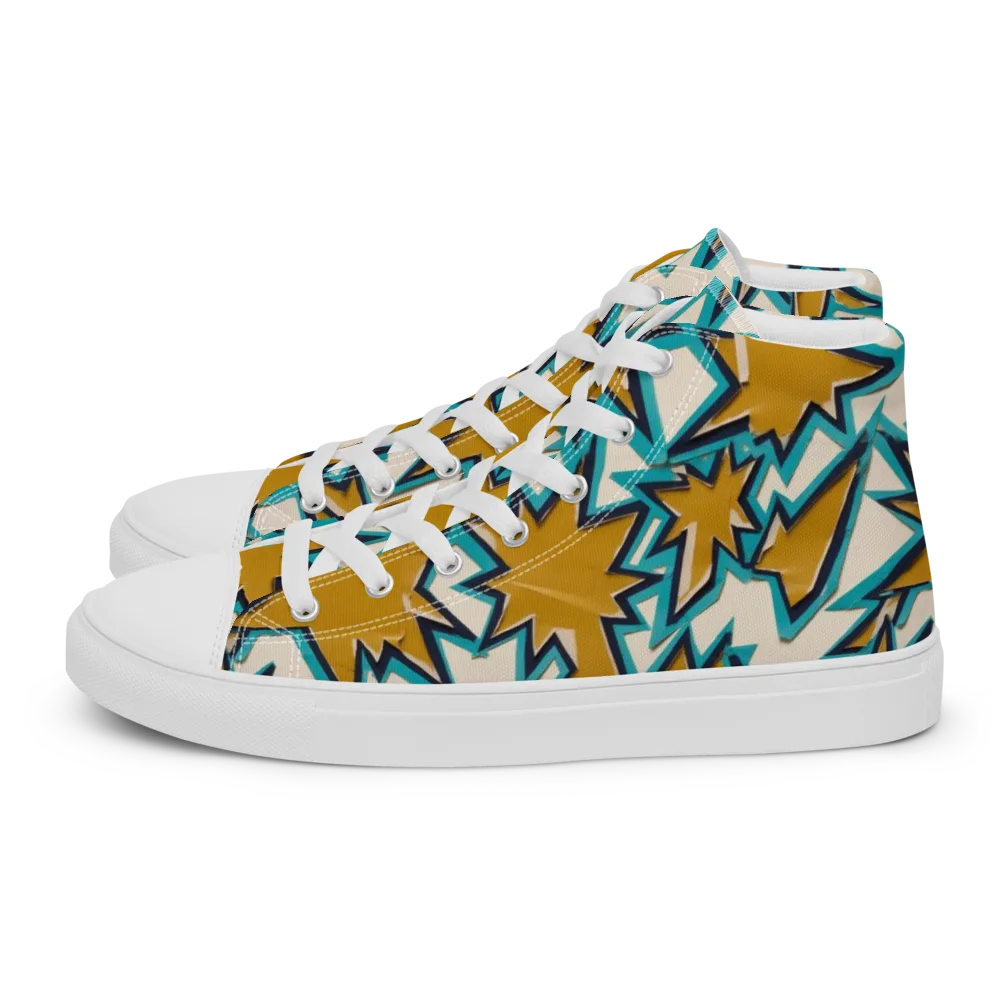 Gold Rush Geometry on Men's High Top Canvas Shoes — Left