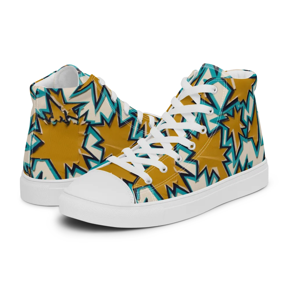 Gold Rush Geometry on Men's High Top Canvas Shoes — Left