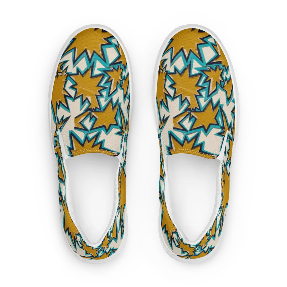 Gold Rush Geometry on Men's Slip-On Canvas Shoes — Front