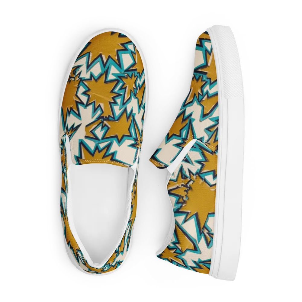 Gold Rush Geometry on Men's Slip-On Canvas Shoes — Front