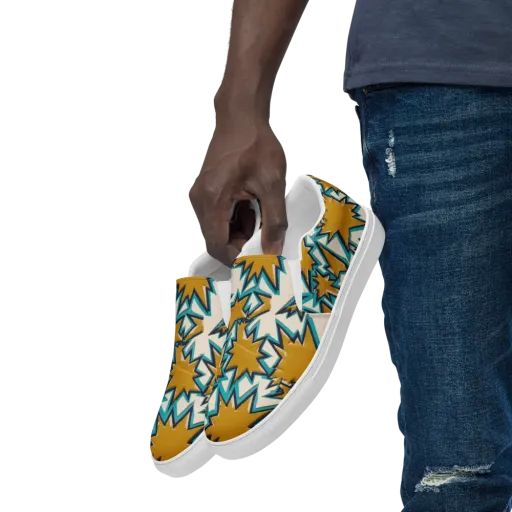 Gold Rush Geometry on a Men's Slip-On Canvas Shoes