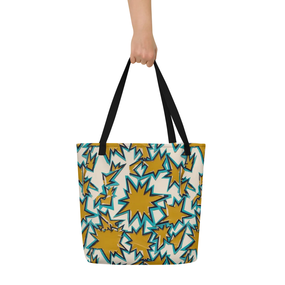 Gold Rush Geometry on Large Tote Bag W/ Pocket — Front