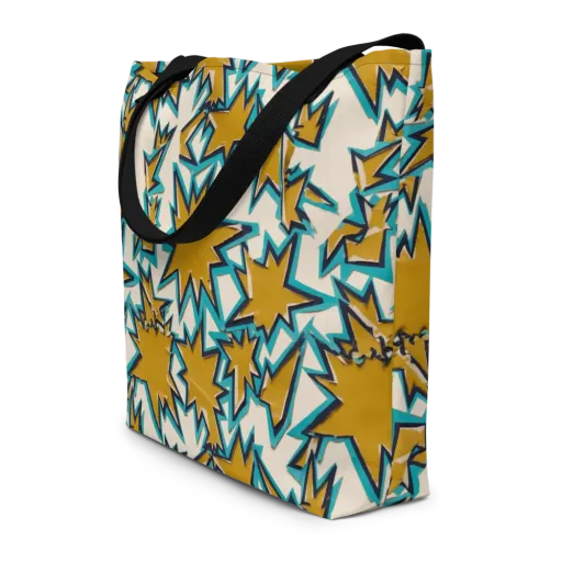 Gold Rush Geometry on a Large Tote Bag W/ Pocket