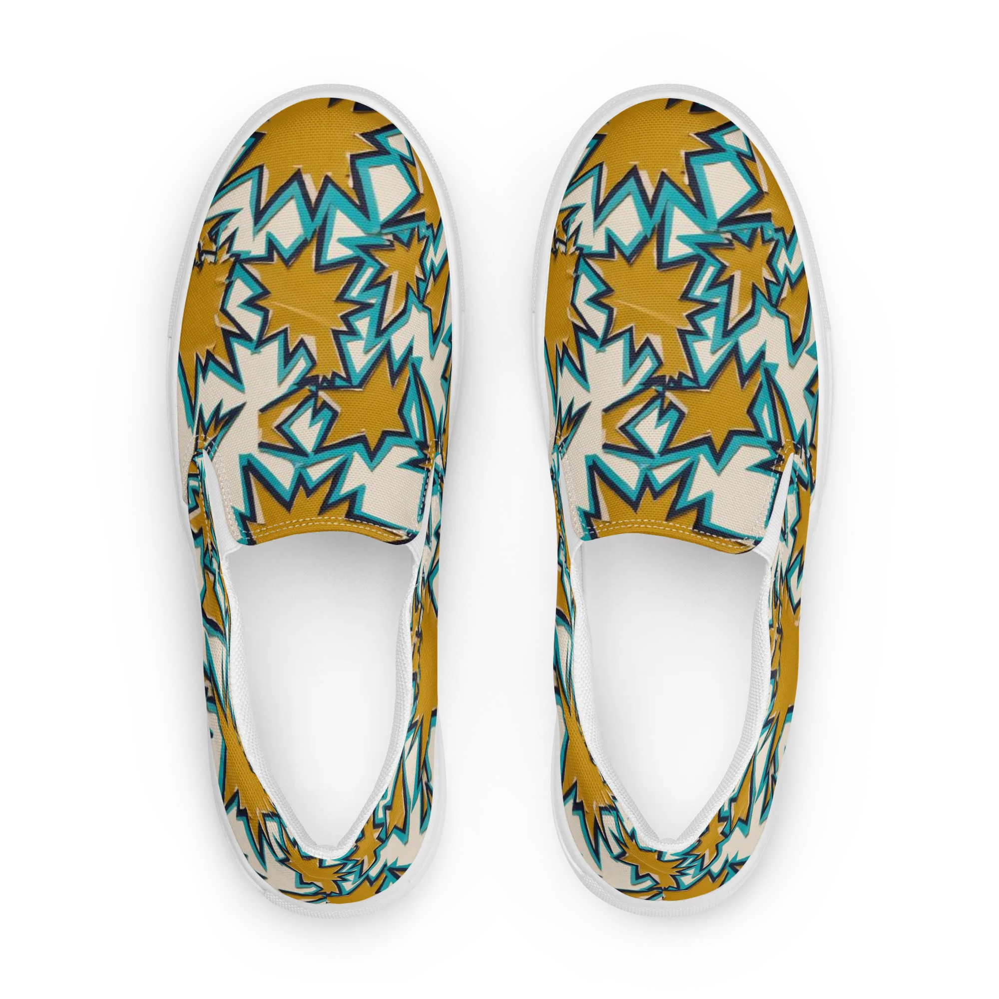 Gold Rush Geometry on Women's Slip-On Canvas Shoes — Front