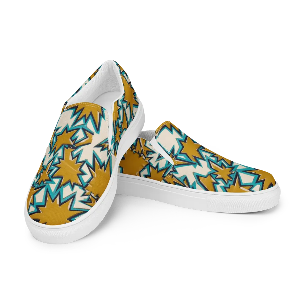 Gold Rush Geometry on Women's Slip-On Canvas Shoes — Left Front