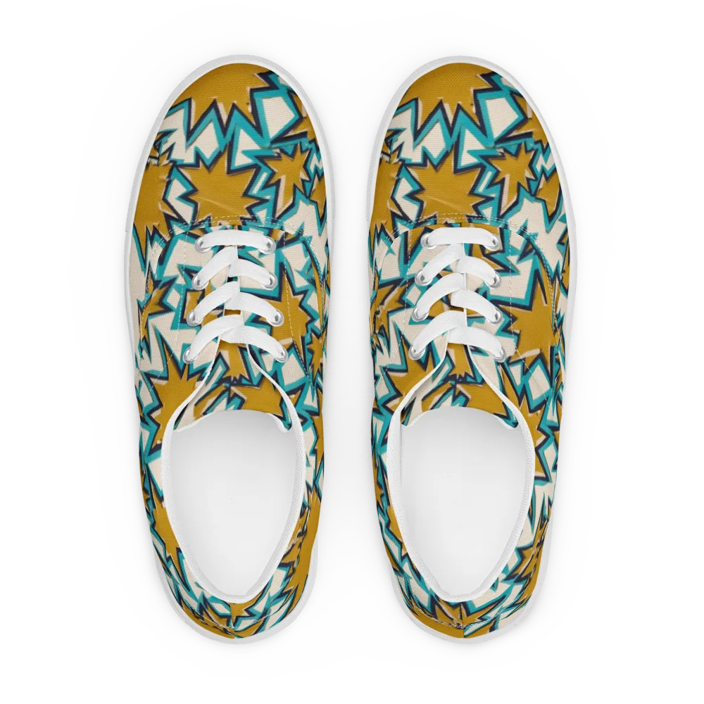 Gold Rush Geometry on Men's Lace-Up Canvas Shoes — Front