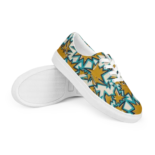 Gold Rush Geometry on a Men's Lace-Up Canvas Shoes