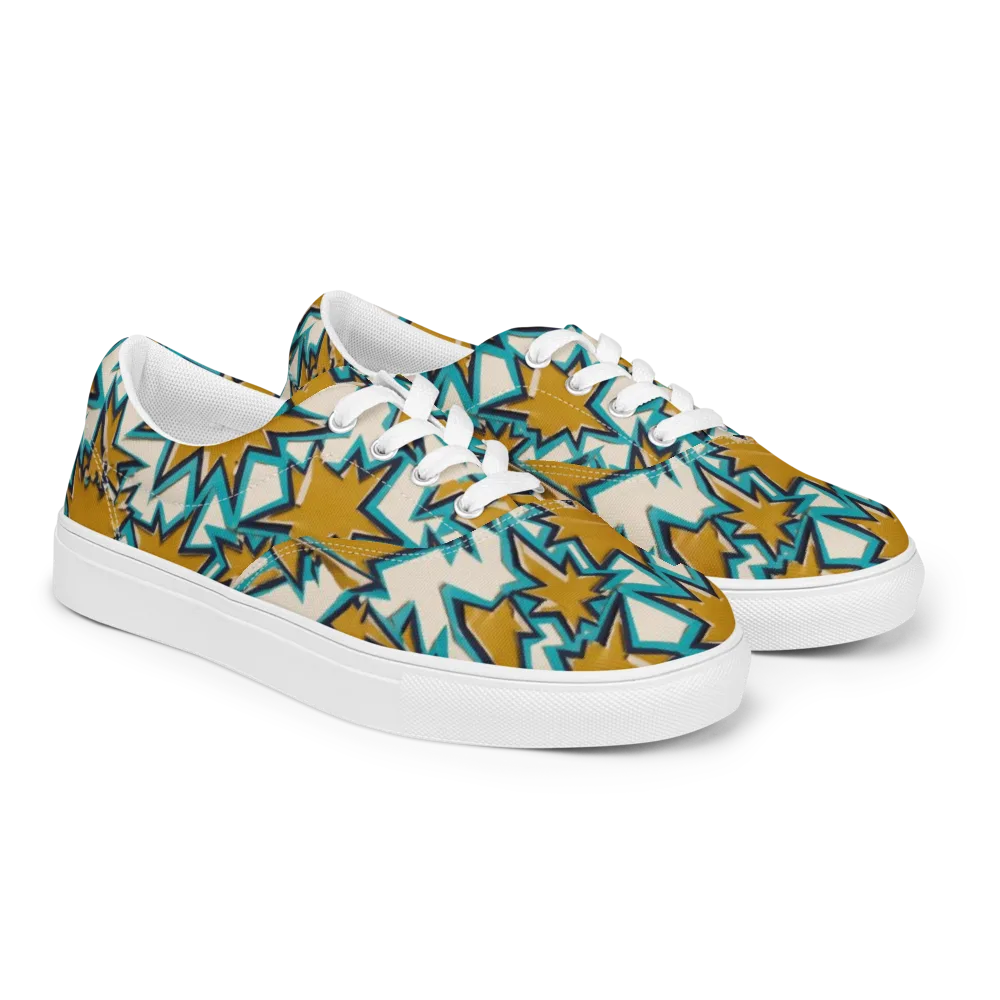 Gold Rush Geometry on Men's Lace-Up Canvas Shoes — Right Front