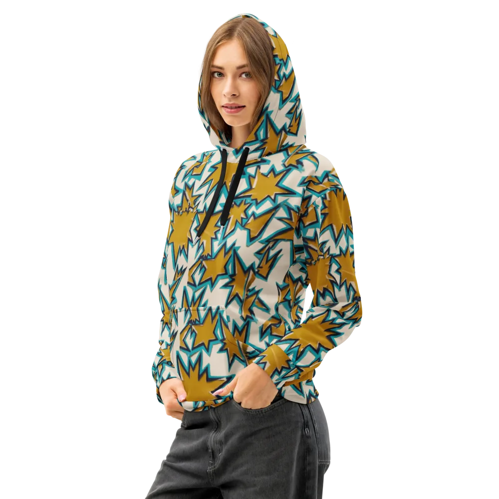 Gold Rush Geometry on Cotton Hoodie — Left Front