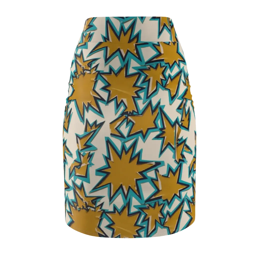 Gold Rush Geometry on Pencil Skirt — Back