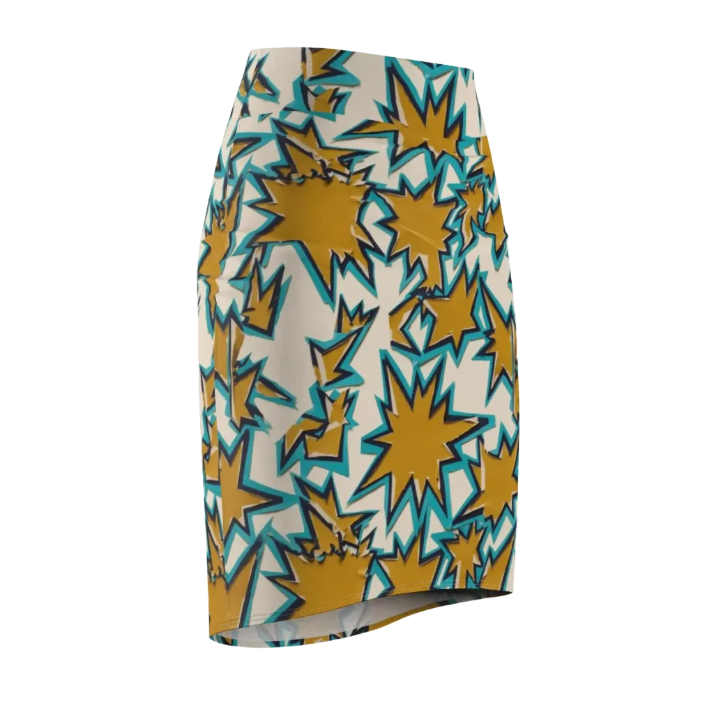 Gold Rush Geometry on Pencil Skirt — Front Side