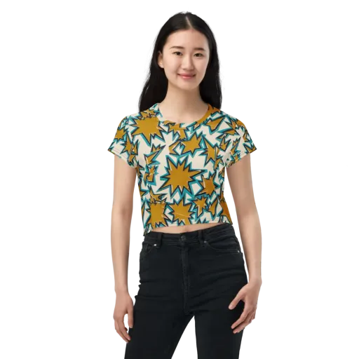 Gold Rush Geometry on a Crop Tee