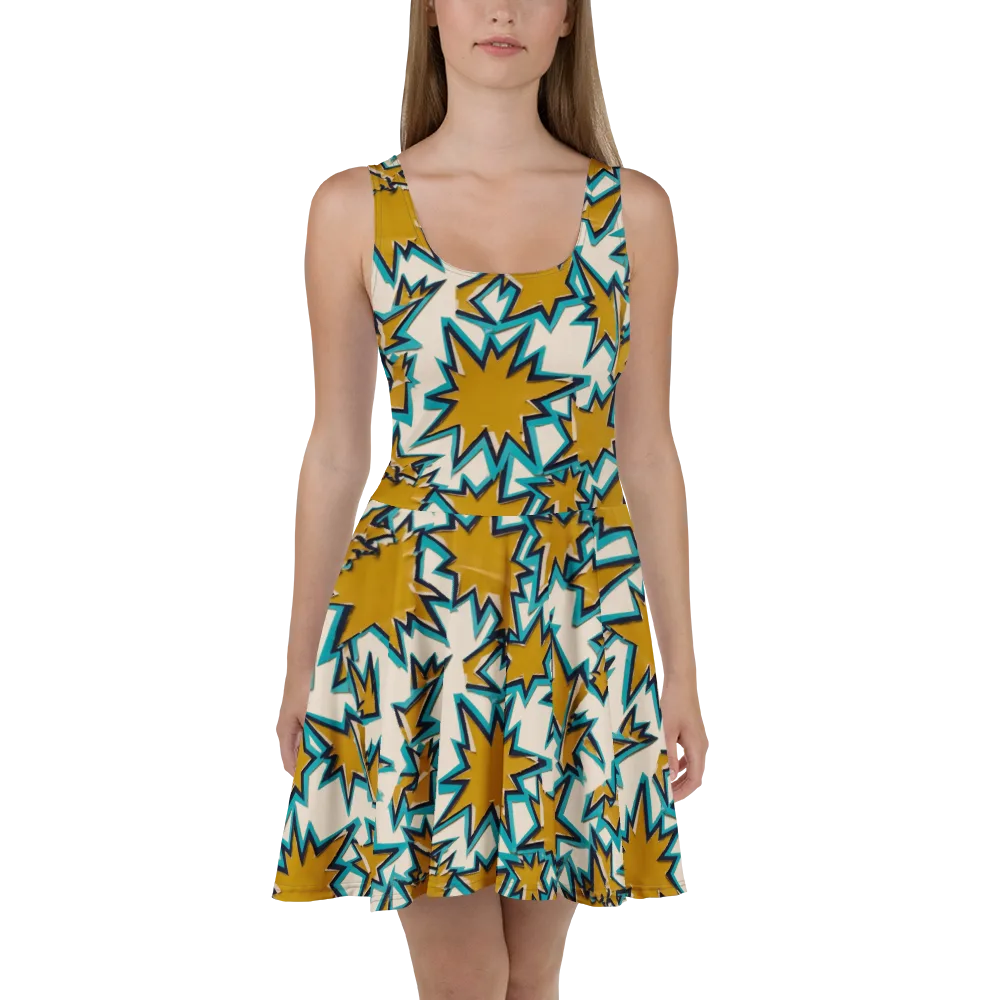 Gold Rush Geometry on Skater Dress — Front