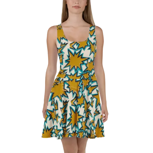 Gold Rush Geometry on a Skater Dress