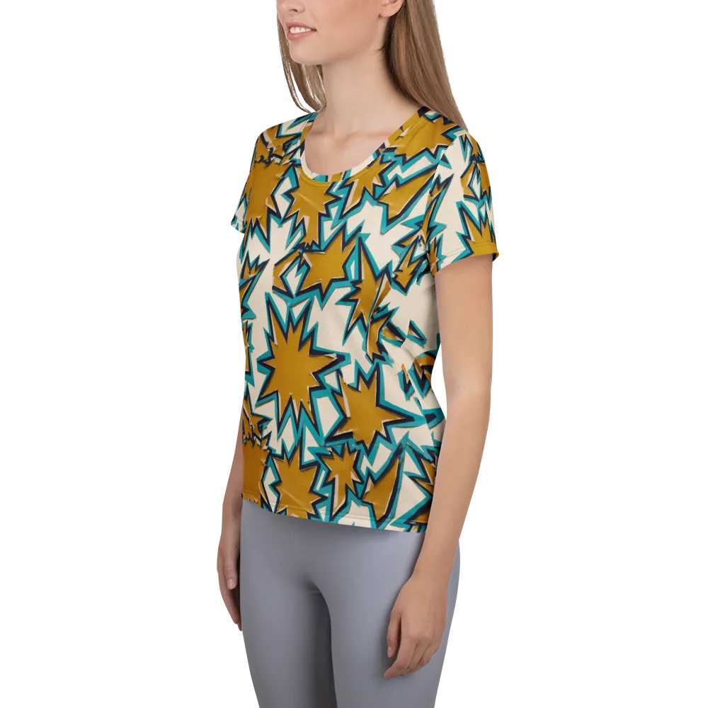 Gold Rush Geometry on Women's Athletic T-Shirt — Left