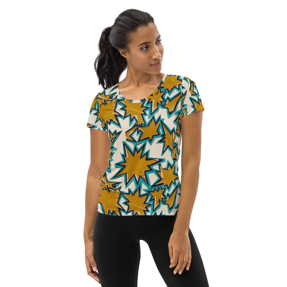 Gold Rush Geometry on Women's Athletic T-Shirt — Front