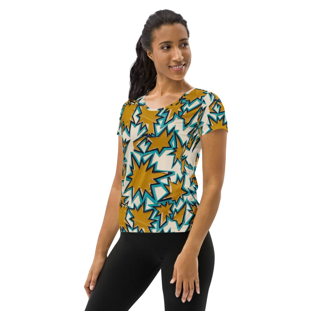 Gold Rush Geometry on Women's Athletic T-Shirt — Left