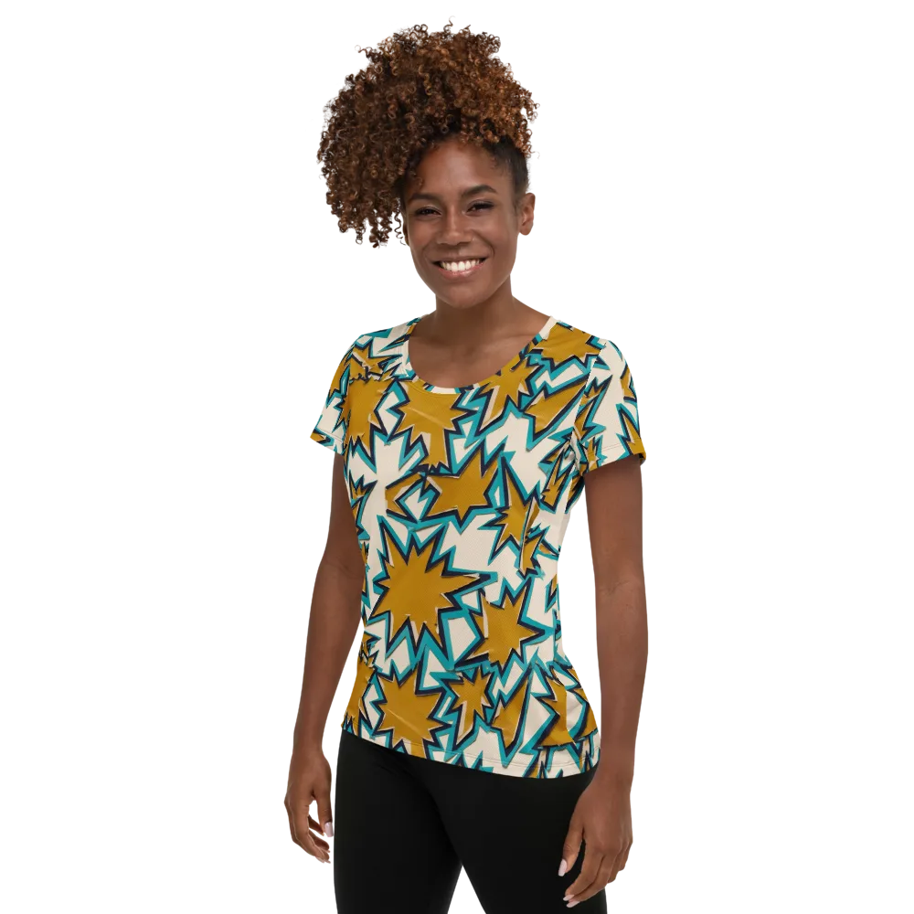 Gold Rush Geometry on Women's Athletic T-Shirt — Left