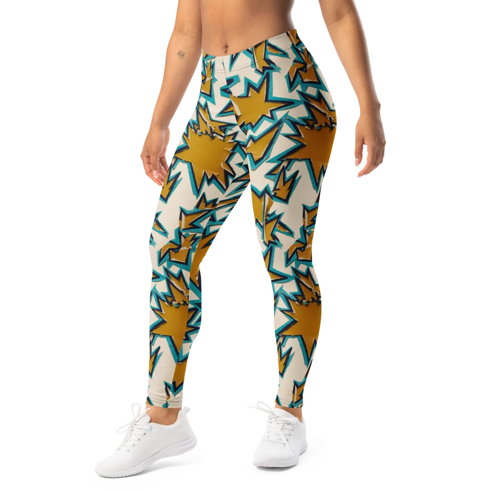 Gold Rush Geometry on Leggings — Left Front