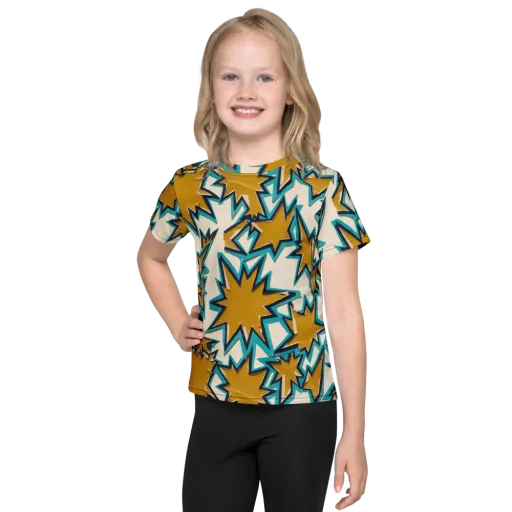 Gold Rush Geometry on a Kids Crew Neck T-Shirt