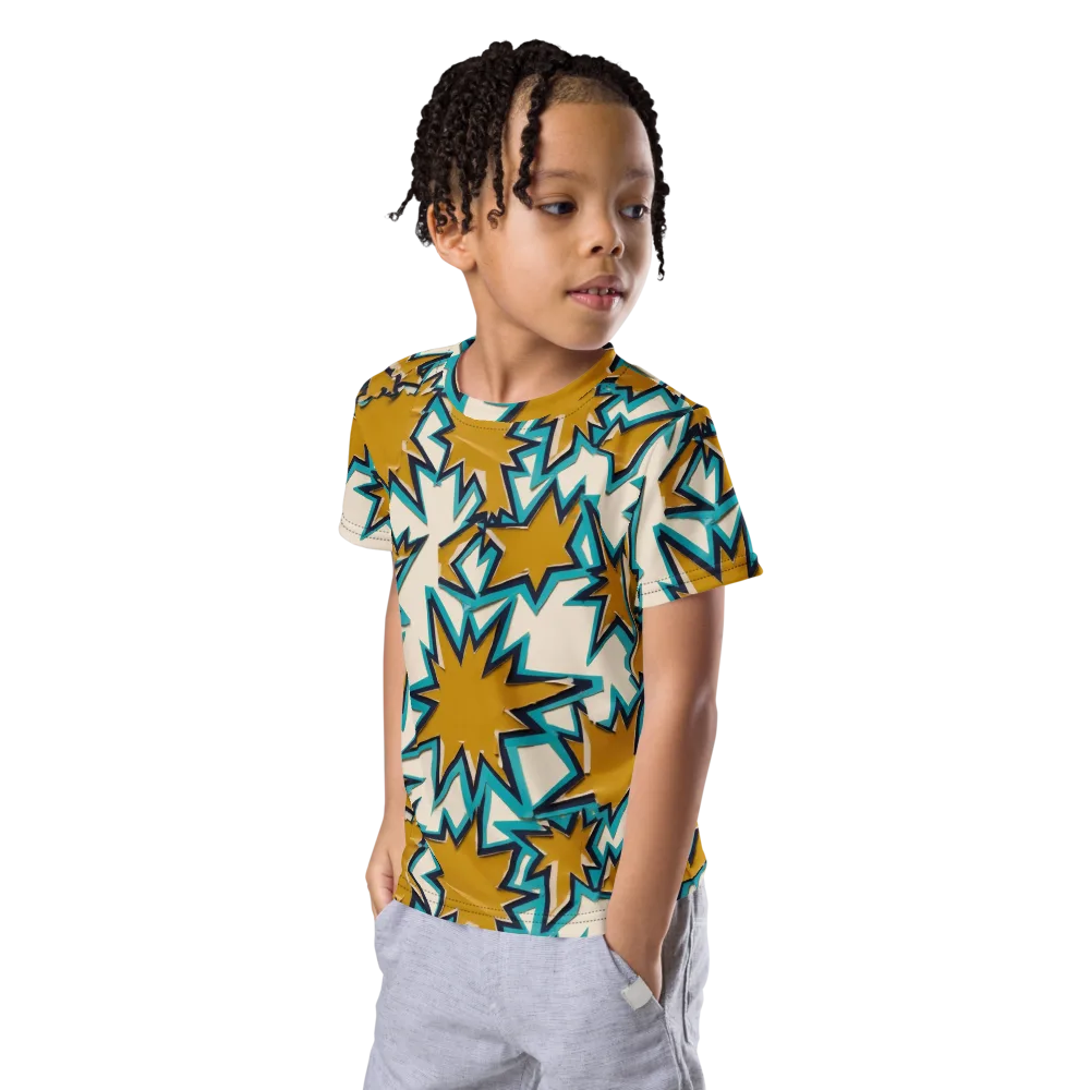 Gold Rush Geometry on Kids Crew Neck T-Shirt — Left Front