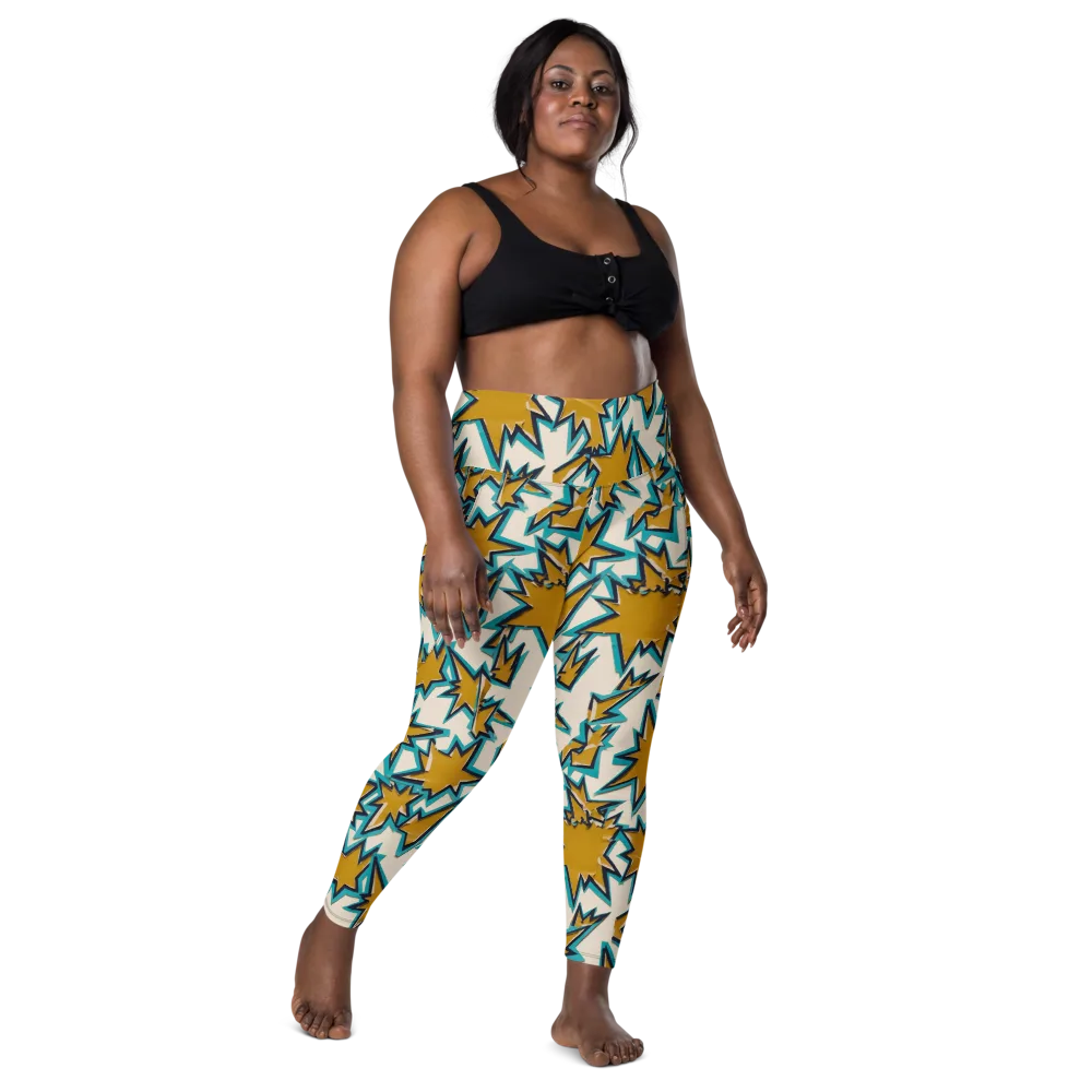 Gold Rush Geometry on Leggings with Pockets — Front