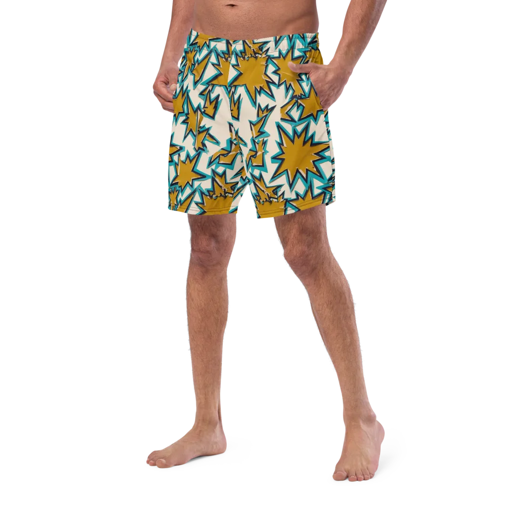 Gold Rush Geometry on Swim Trunks — Left Front