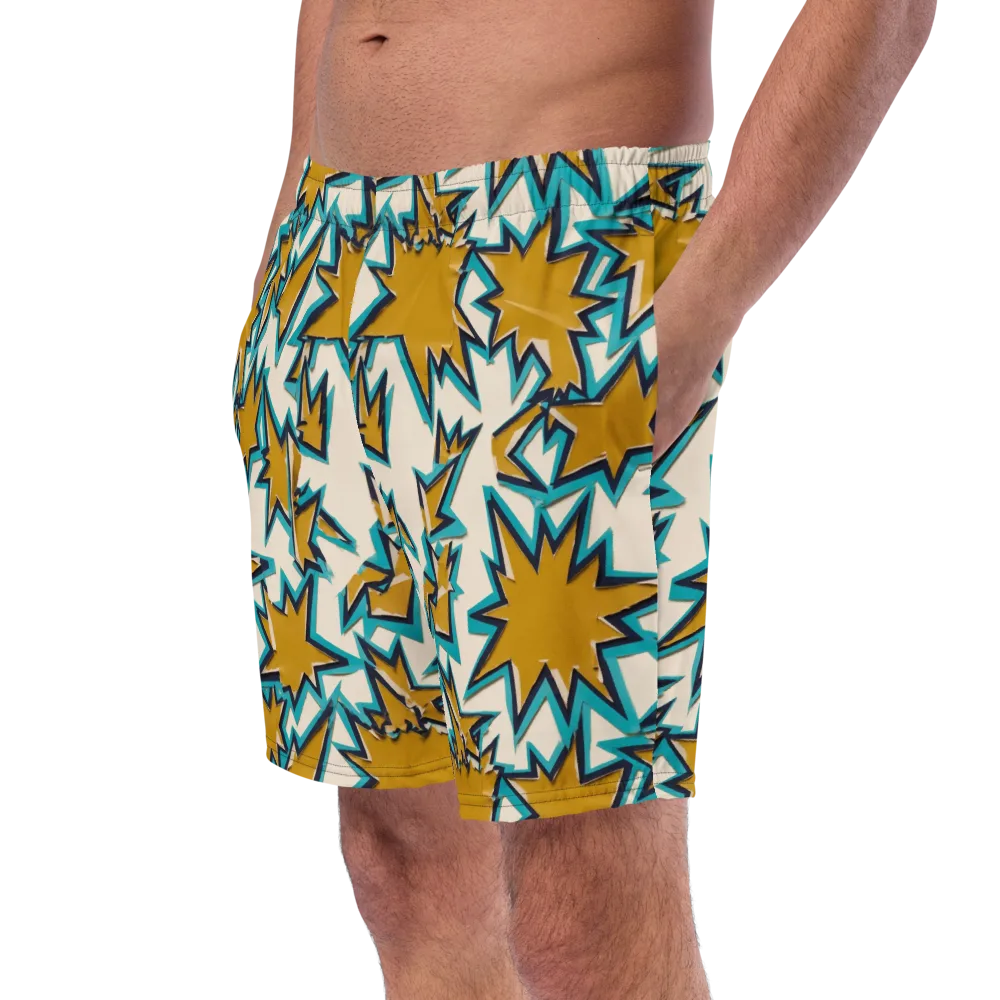 Gold Rush Geometry on Swim Trunks — Left Front