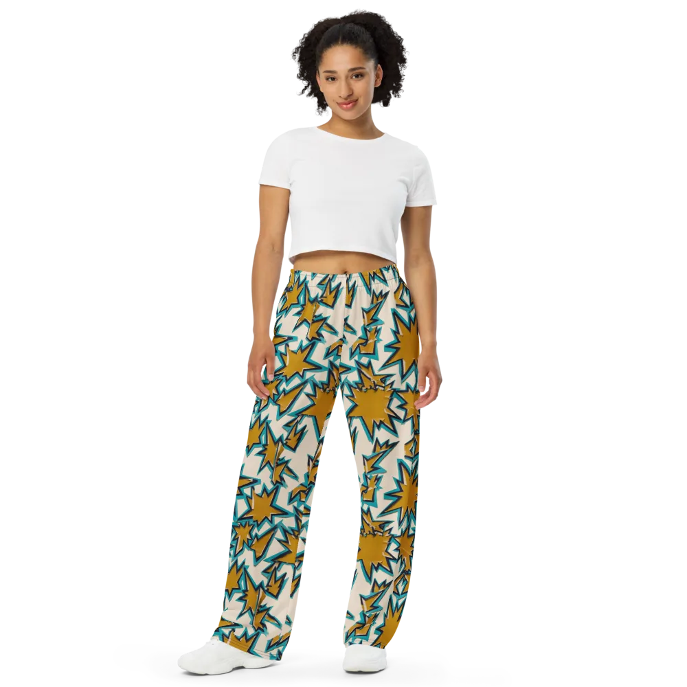 Gold Rush Geometry on Wide-Leg Pants — Front