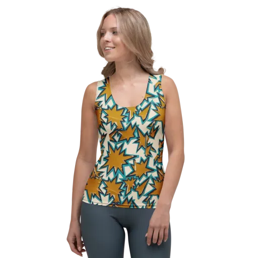 Gold Rush Geometry on a Women's Tank Top