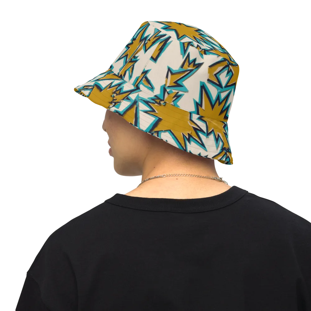 Gold Rush Geometry on Reversible Bucket Hat — Back Inside