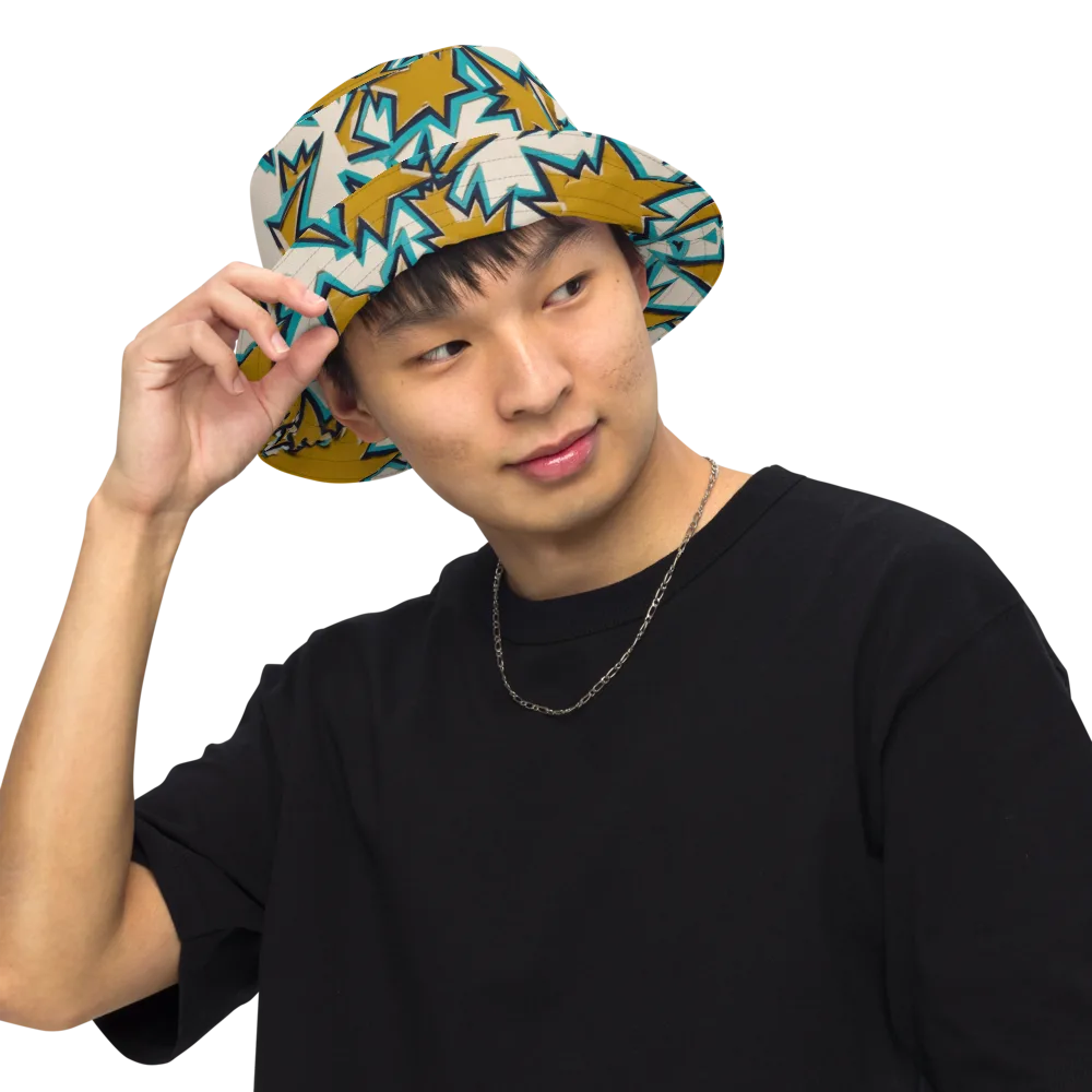 Gold Rush Geometry on Reversible Bucket Hat — Front Inside
