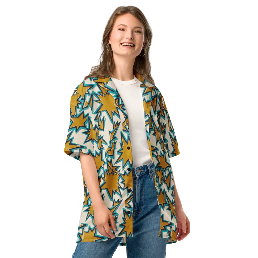 Gold Rush Geometry on Button Shirt — Front
