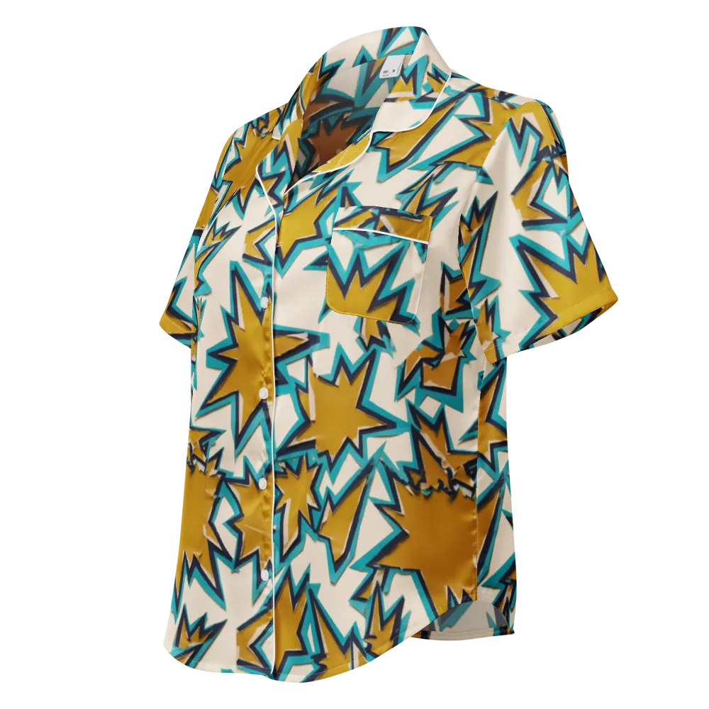 Gold Rush Geometry on Women's Short Sleeve Pajama Top — Left Front