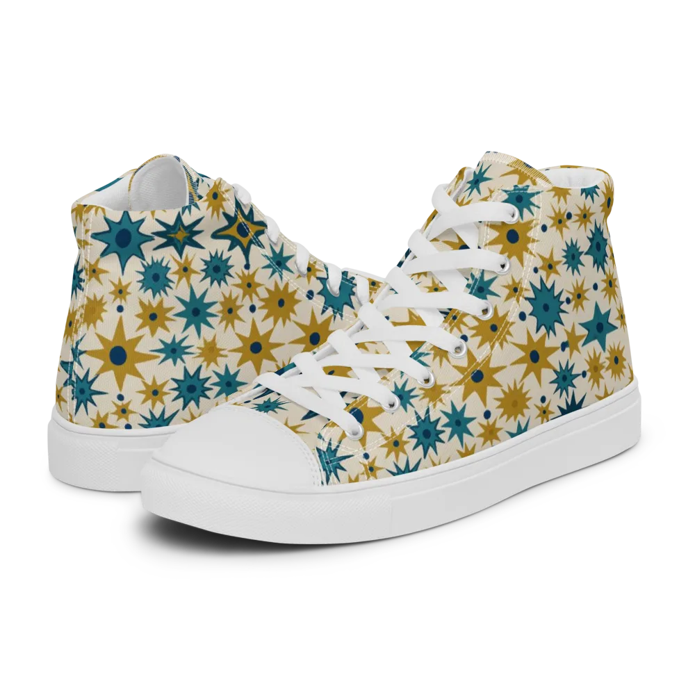 Starburst Bazaar on Men's High Top Canvas Shoes — Left