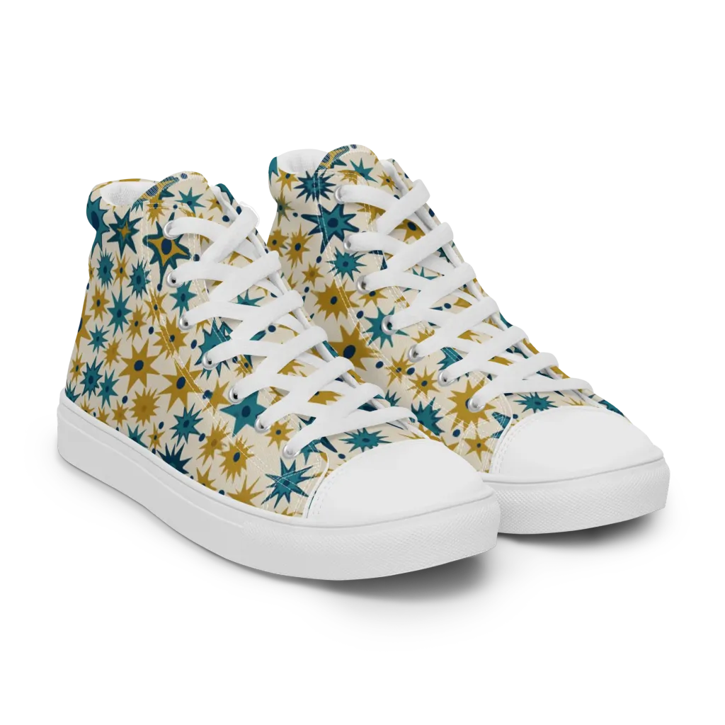 Starburst Bazaar on Women's High Top Canvas Shoes — Right Front