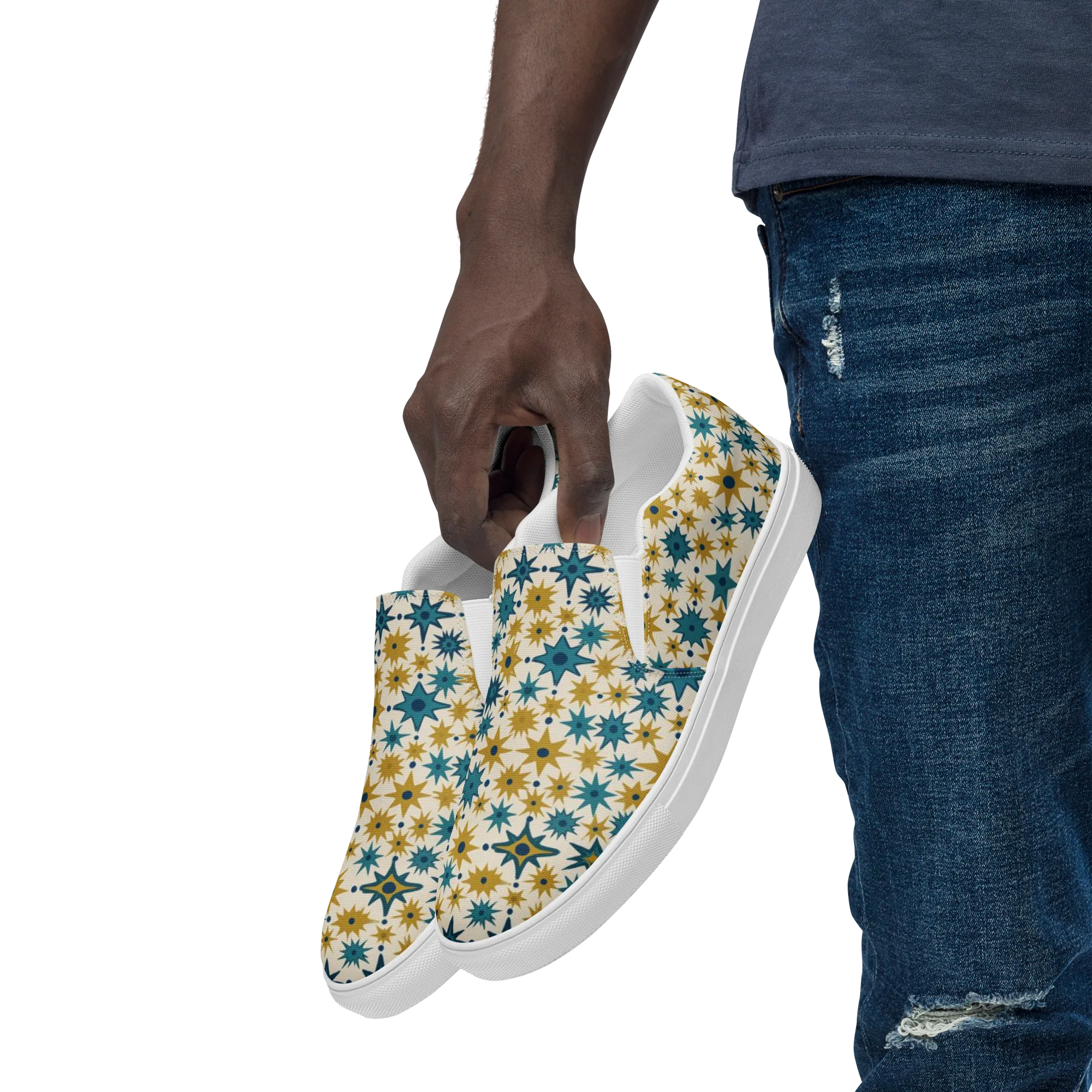 Starburst Bazaar on Men's Slip-On Canvas Shoes — Left Front