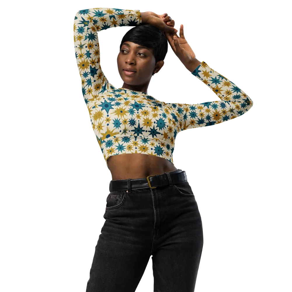 Starburst Bazaar on Long Sleeve Crop Top — Front