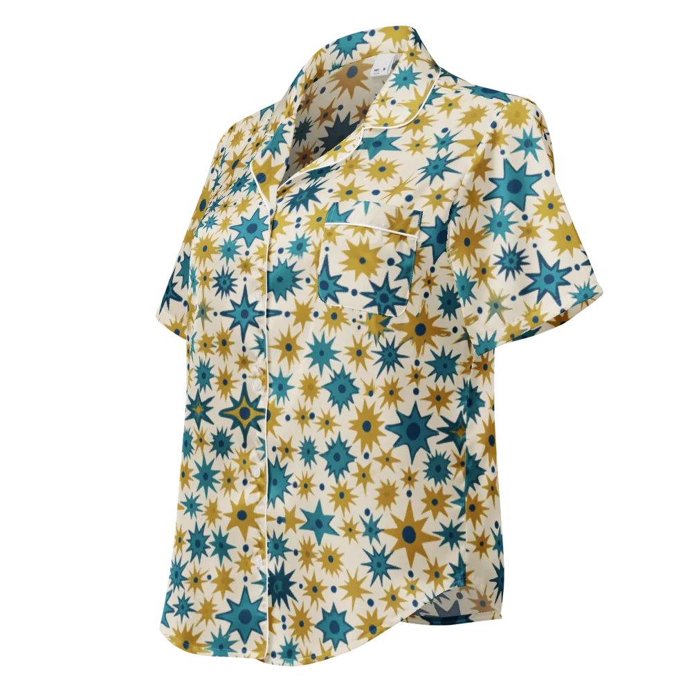 Starburst Bazaar on Women's Short Sleeve Pajama Top — Left Front