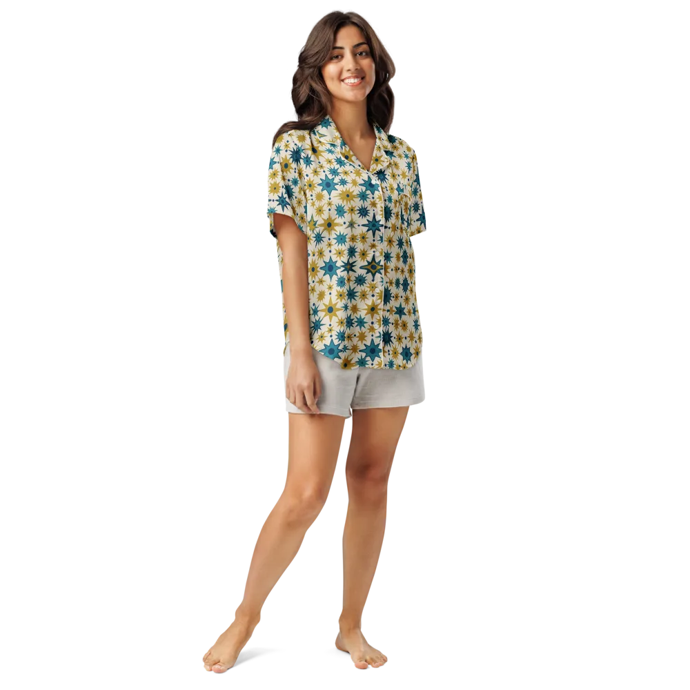 Starburst Bazaar on Women's Short Sleeve Pajama Top — Front
