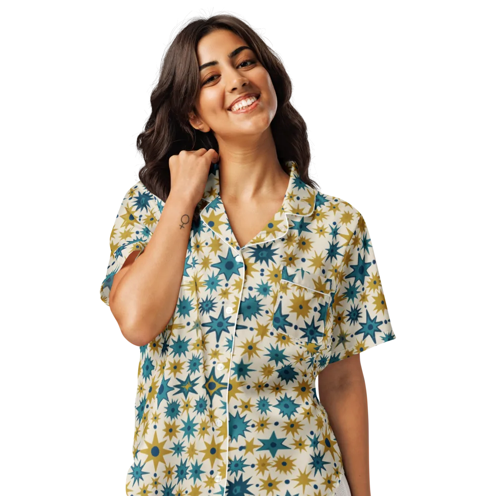Starburst Bazaar on Women's Short Sleeve Pajama Top — Front