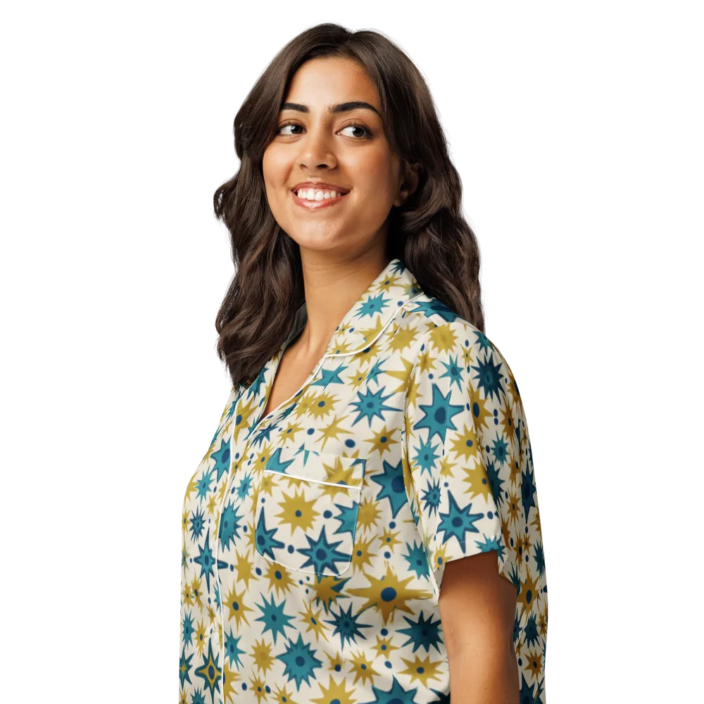 Starburst Bazaar on Women's Short Sleeve Pajama Top — Left Front
