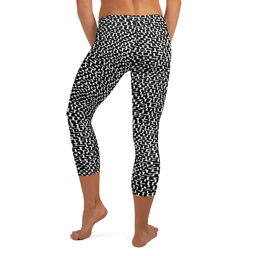 Ink Maze on Capri Leggings — Back