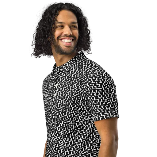 Ink Maze on a Men's Slim Fit Polo Shirt