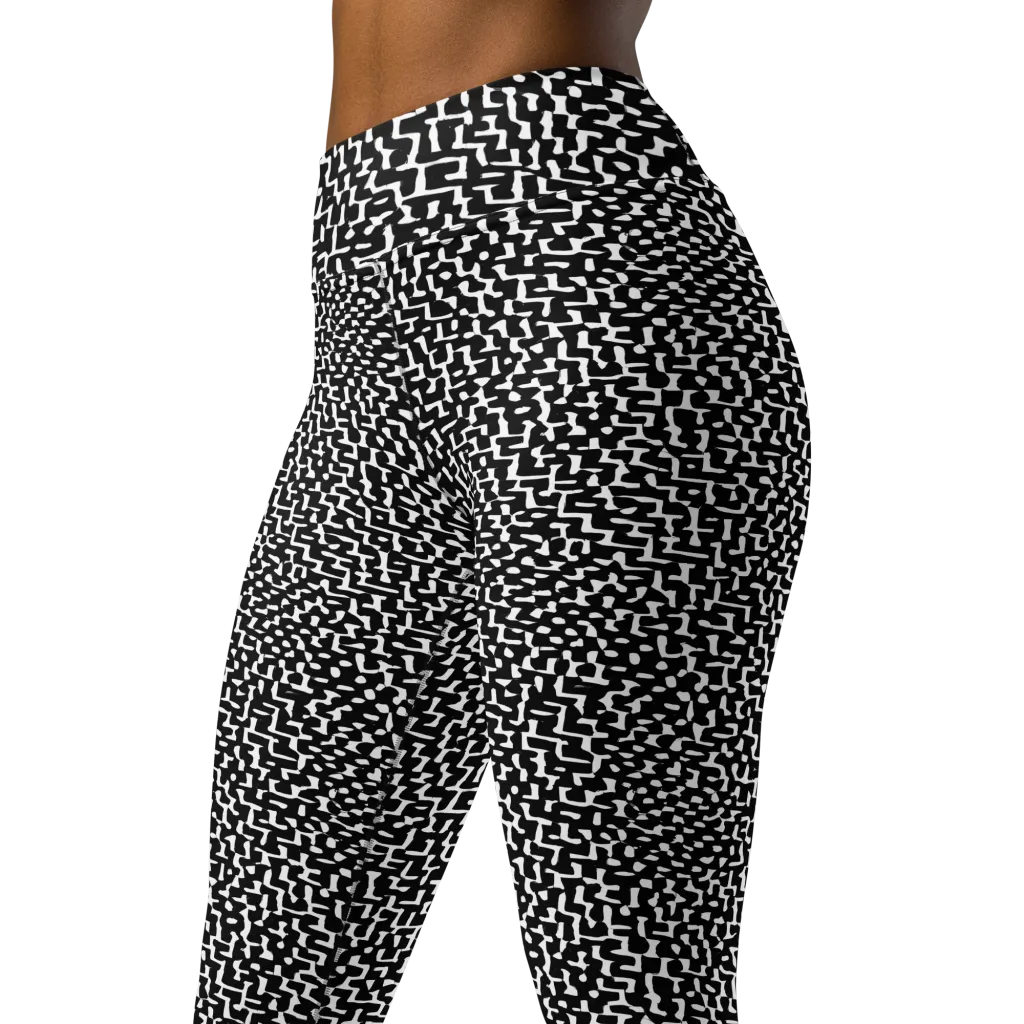 Ink Maze on Yoga Leggings — Left Front