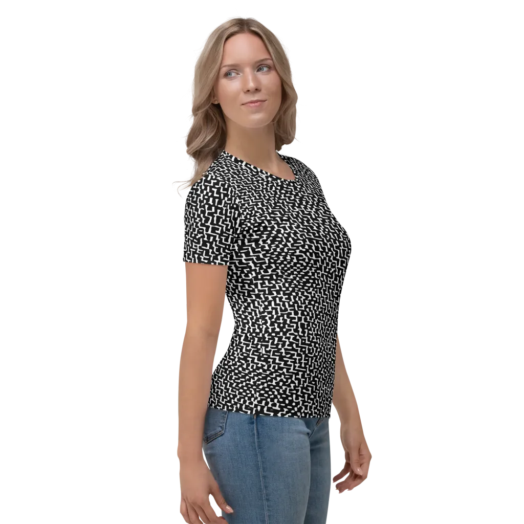Ink Maze on Women's Crew Neck T-Shirt — Right