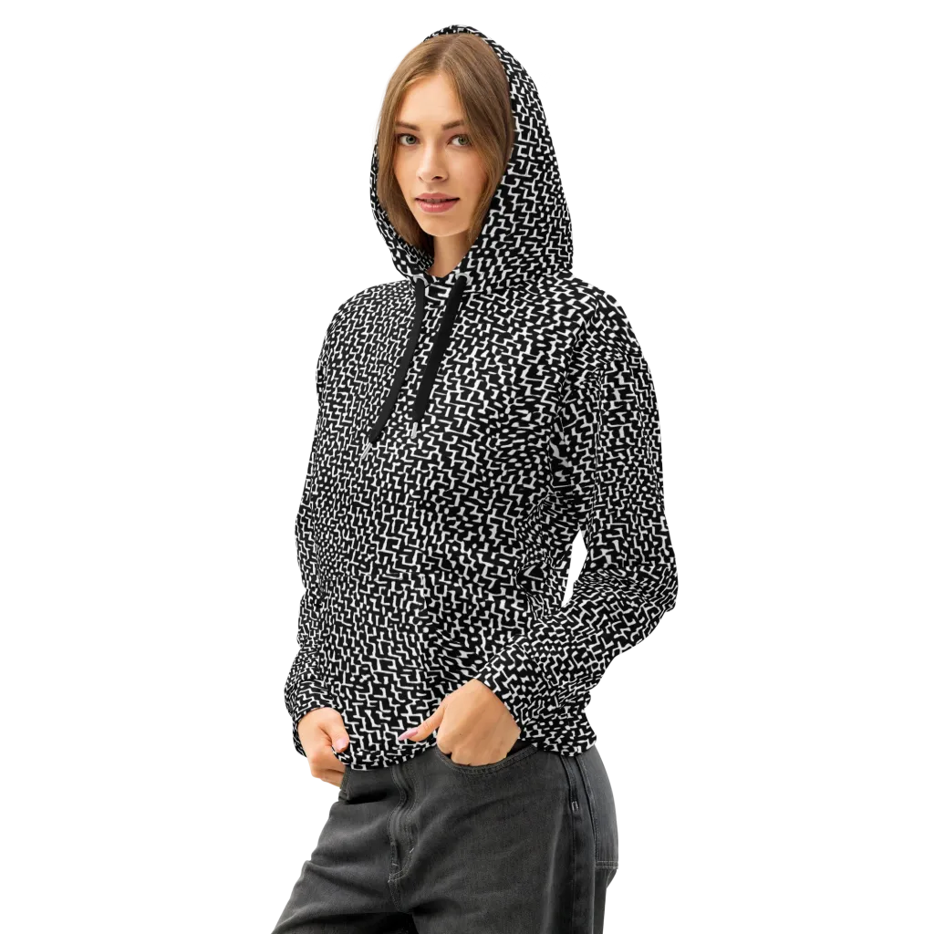 Ink Maze on Cotton Hoodie — Left Front