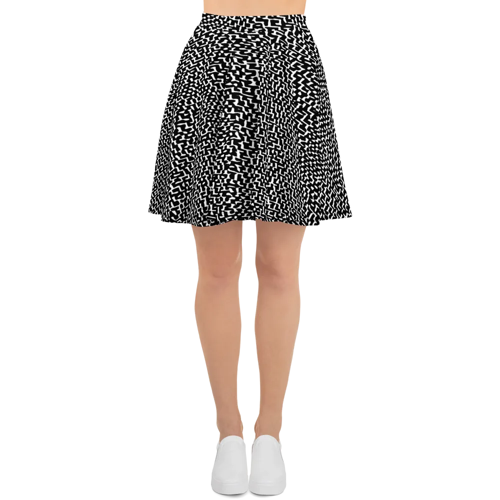 Ink Maze on Skater Skirt — Front